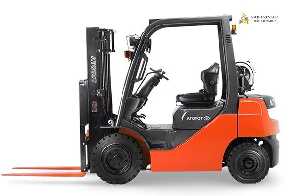 6000 lb Diesel Warehouse Forklift Quad Mast Pneumatic Tires